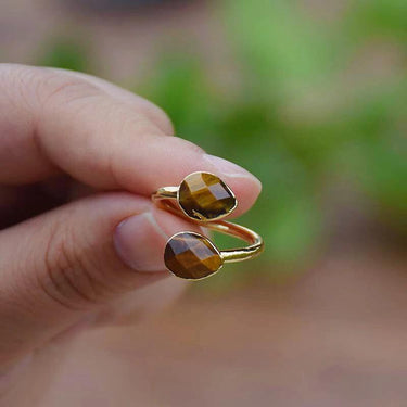 Earth vibe Tiger Eye Twin Flame Ring-Your Soul Place